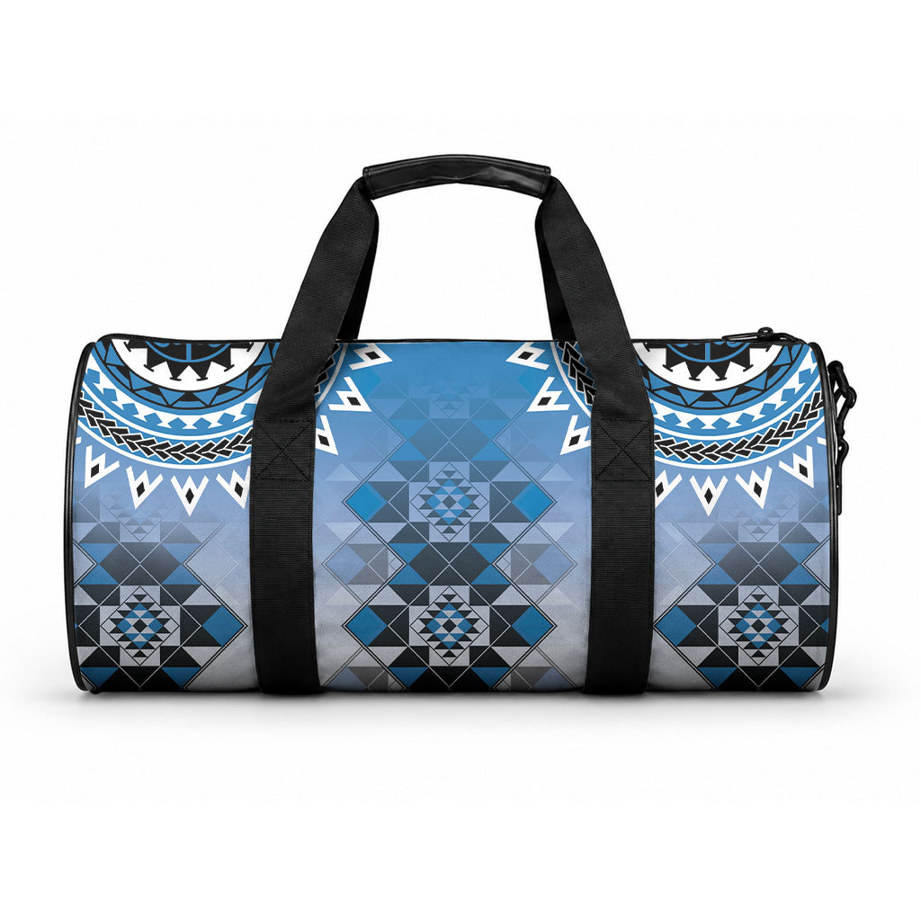 New Zealand Duffle Bag Poutama Mix Blue Taniko Inspired Art LT05 One size Blue - Polynesian Pride