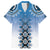 New Zealand Family Matching Puletasi and Hawaiian Shirt Poutama Mix Blue Taniko Inspired Art LT05