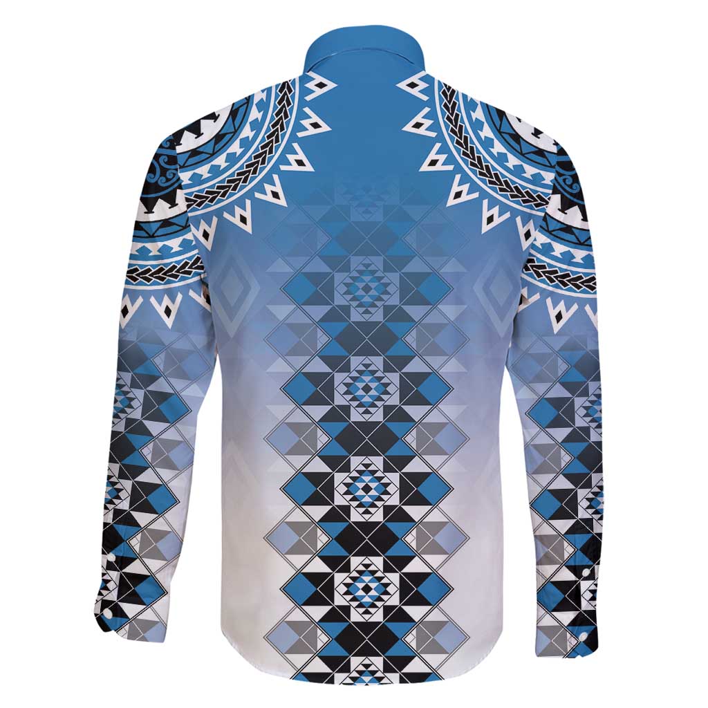 New Zealand Family Matching Puletasi and Hawaiian Shirt Poutama Mix Blue Taniko Inspired Art LT05 - Polynesian Pride