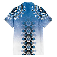 New Zealand Family Matching Summer Maxi Dress and Hawaiian Shirt Poutama Mix Blue Taniko Inspired Art LT05 - Polynesian Pride