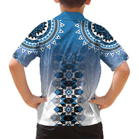 New Zealand Kid Hawaiian Shirt Poutama Mix Blue Taniko Inspired Art LT05