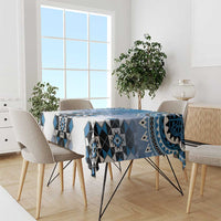 New Zealand Tablecloth Poutama Mix Blue Taniko Inspired Art LT05