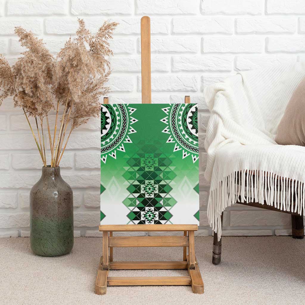 New Zealand Canvas Wall Art Poutama Mix Green Taniko Inspired Art LT05