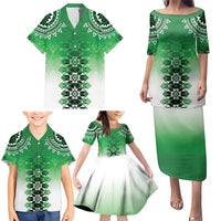 New Zealand Family Matching Puletasi and Hawaiian Shirt Poutama Mix Green Taniko Inspired Art LT05 - Polynesian Pride