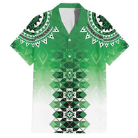 New Zealand Family Matching Summer Maxi Dress and Hawaiian Shirt Poutama Mix Green Taniko Inspired Art LT05 Dad's Shirt - Short Sleeve Green - Polynesian Pride