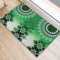 New Zealand Rubber Doormat Poutama Mix Green Taniko Inspired Art LT05