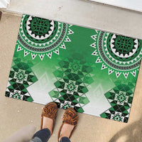New Zealand Rubber Doormat Poutama Mix Green Taniko Inspired Art LT05