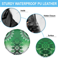 New Zealand Spare Tire Cover Poutama Mix Green Taniko Inspired Art LT05