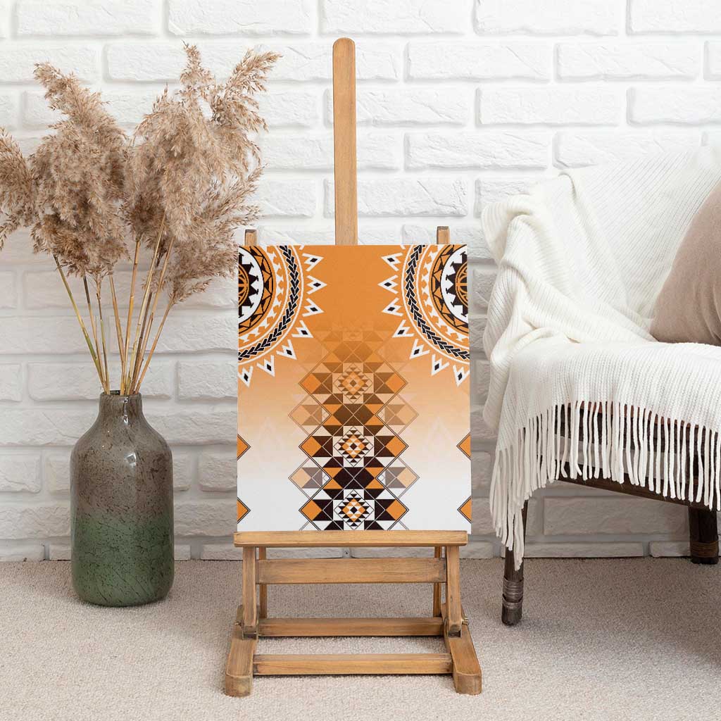 New Zealand Canvas Wall Art Poutama Mix Orange Taniko Inspired Art LT05