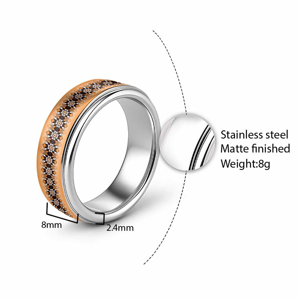 New Zealand Classic Ring Poutama Mix Orange Taniko Inspired Art - Polynesian Pride