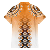 New Zealand Family Matching Puletasi and Hawaiian Shirt Poutama Mix Orange Taniko Inspired Art LT05 - Polynesian Pride