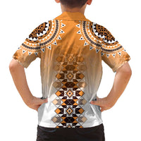 New Zealand Family Matching Summer Maxi Dress and Hawaiian Shirt Poutama Mix Orange Taniko Inspired Art LT05 - Polynesian Pride