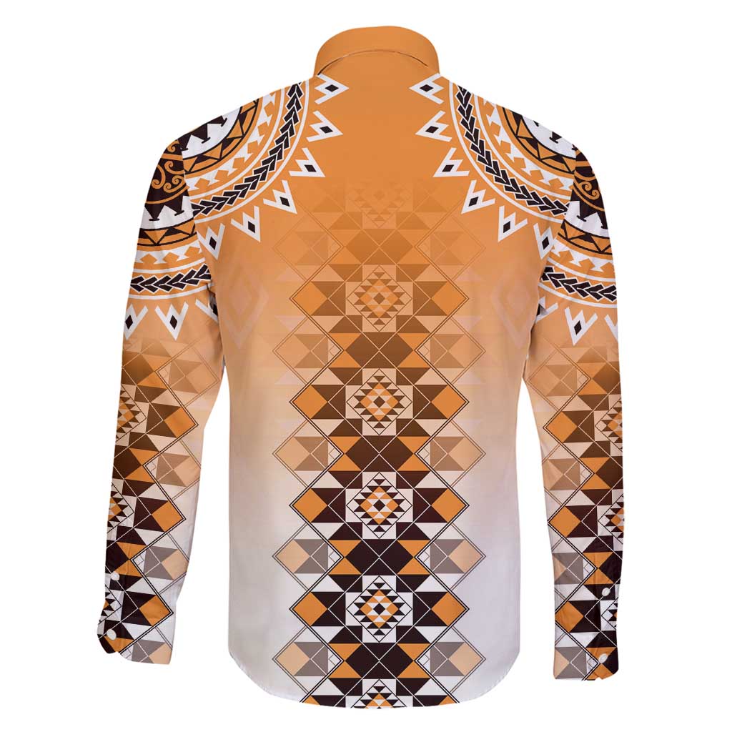 New Zealand Family Matching Summer Maxi Dress and Hawaiian Shirt Poutama Mix Orange Taniko Inspired Art LT05 - Polynesian Pride