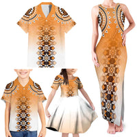 New Zealand Family Matching Tank Maxi Dress and Hawaiian Shirt Poutama Mix Orange Taniko Inspired Art LT05 - Polynesian Pride