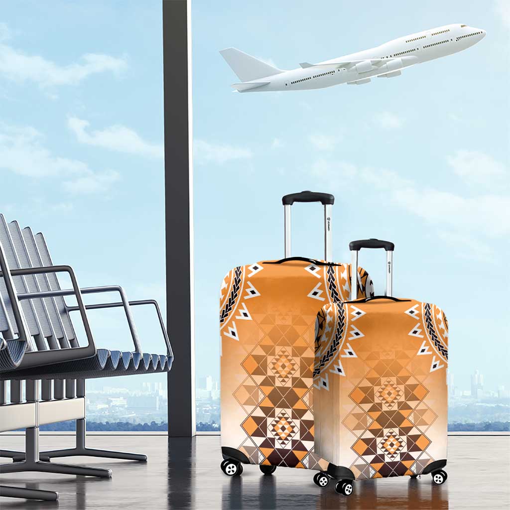 New Zealand Luggage Cover Poutama Mix Orange Taniko Inspired Art LT05