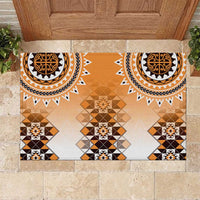 New Zealand Rubber Doormat Poutama Mix Orange Taniko Inspired Art LT05