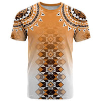 New Zealand T Shirt Poutama Mix Orange Taniko Inspired Art LT05