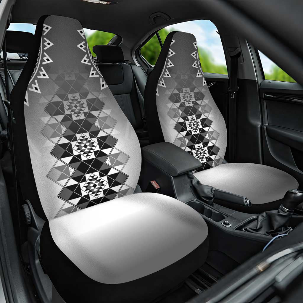 New Zealand Car Seat Cover Poutama Mix Gray Taniko Inspired Art LT05