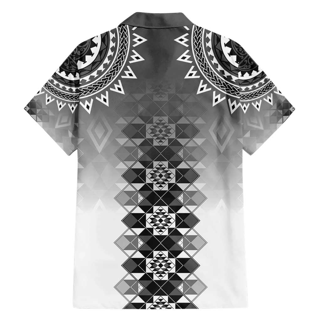 New Zealand Family Matching Short Sleeve Bodycon Dress and Hawaiian Shirt Poutama Mix Gray Taniko Inspired Art LT05 - Polynesian Pride