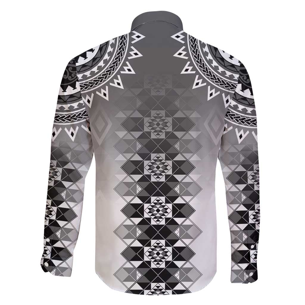 New Zealand Family Matching Short Sleeve Bodycon Dress and Hawaiian Shirt Poutama Mix Gray Taniko Inspired Art LT05 - Polynesian Pride