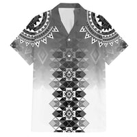 New Zealand Family Matching Summer Maxi Dress and Hawaiian Shirt Poutama Mix Gray Taniko Inspired Art LT05 Dad's Shirt - Short Sleeve Gray - Polynesian Pride