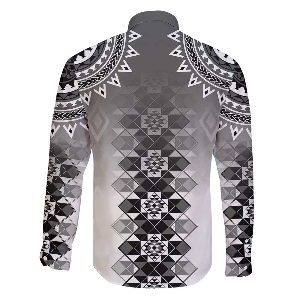 New Zealand Family Matching Tank Maxi Dress and Hawaiian Shirt Poutama Mix Gray Taniko Inspired Art LT05 - Polynesian Pride