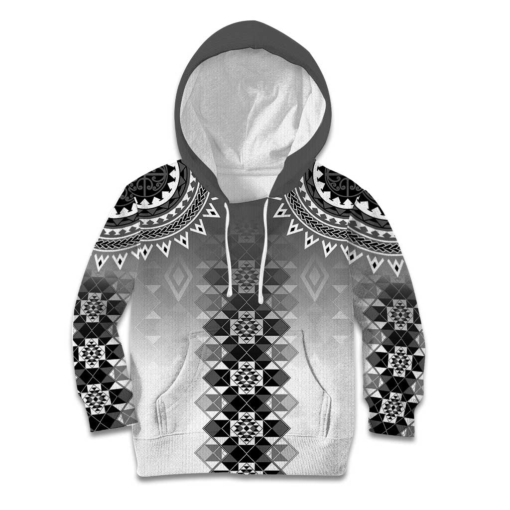 New Zealand Kid Hoodie Poutama Mix Gray Taniko Inspired Art LT05