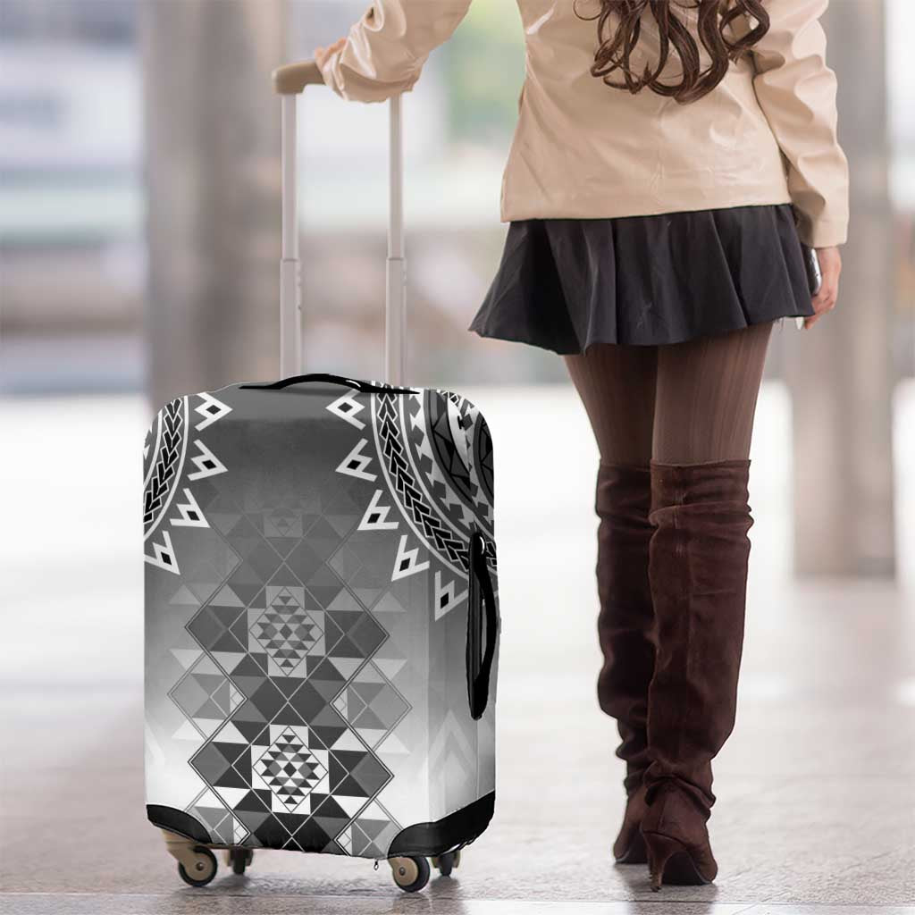 New Zealand Luggage Cover Poutama Mix Gray Taniko Inspired Art LT05