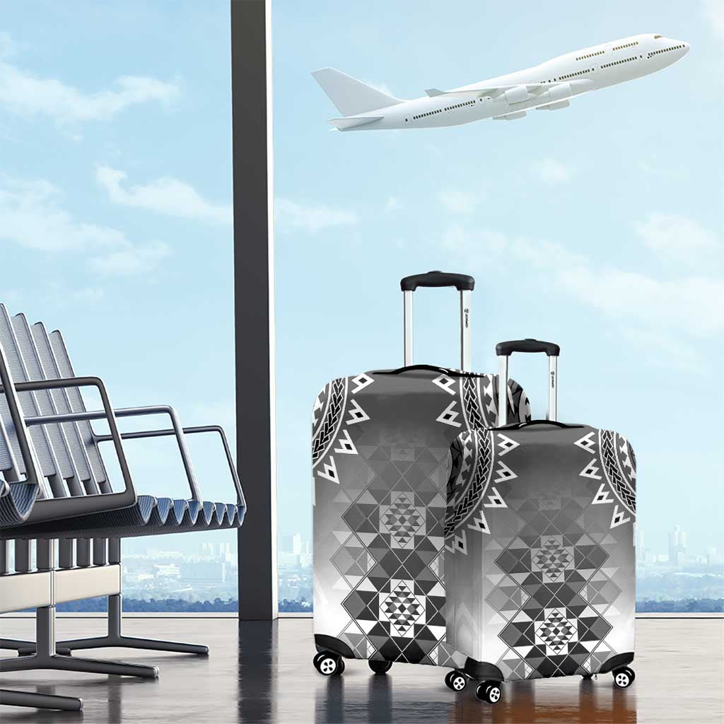 New Zealand Luggage Cover Poutama Mix Gray Taniko Inspired Art LT05