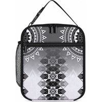 New Zealand Lunch Bag Poutama Mix Gray Taniko Inspired Art LT05 10.2 × 8.3 × 4.3 inch Gray - Polynesian Pride