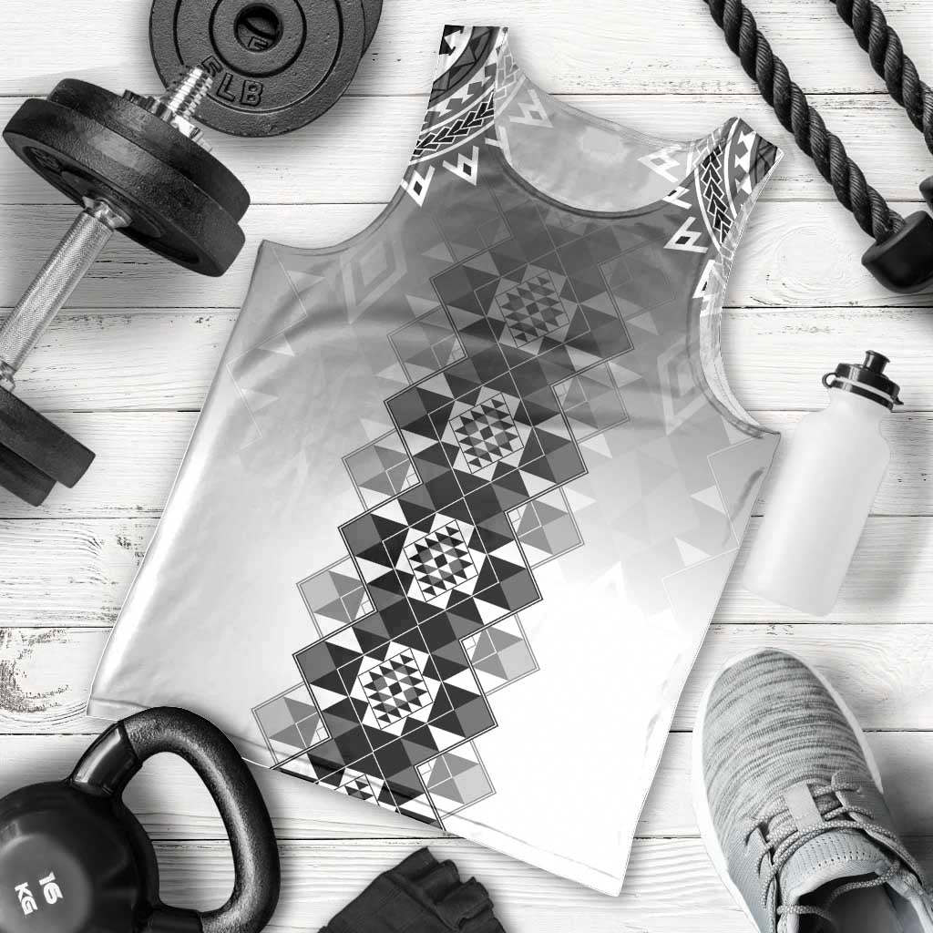 New Zealand Men Tank Top Poutama Mix Gray Taniko Inspired Art LT05