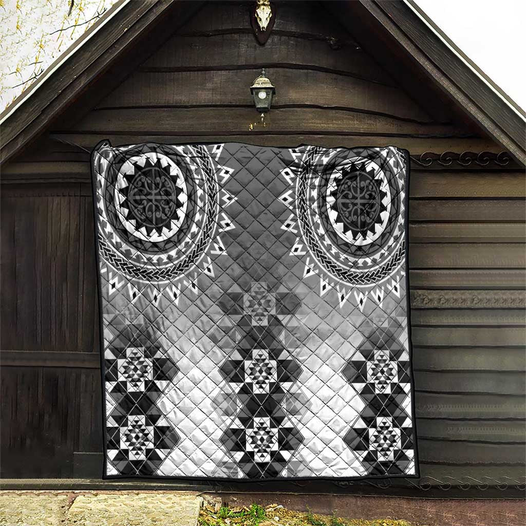 New Zealand Quilt Poutama Mix Gray Taniko Inspired Art LT05