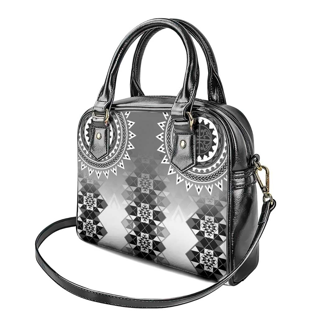 New Zealand Shoulder Handbag Poutama Mix Gray Taniko Inspired Art LT05