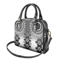 New Zealand Shoulder Handbag Poutama Mix Gray Taniko Inspired Art LT05