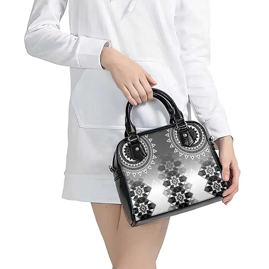New Zealand Shoulder Handbag Poutama Mix Gray Taniko Inspired Art LT05