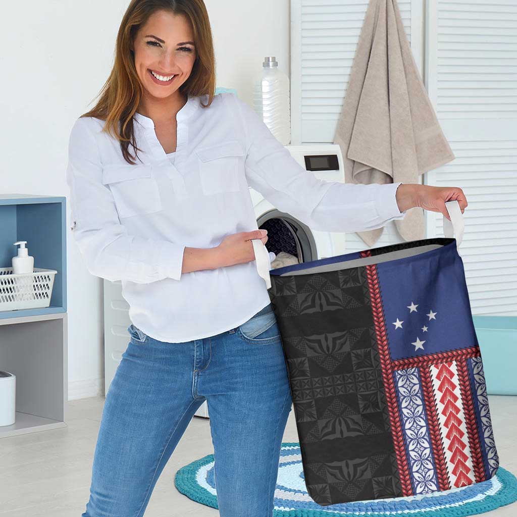 Samoa Flag Laundry Basket Ula Fala With Samoan Siapo - Polynesian Pride