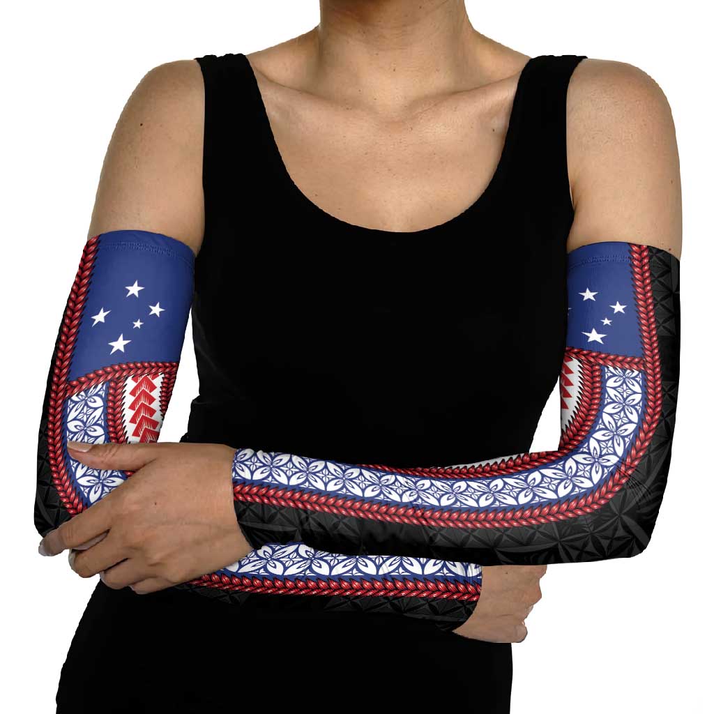 Samoa Flag Arm Sleeves Ula Fala With Samoan Siapo - Polynesian Pride