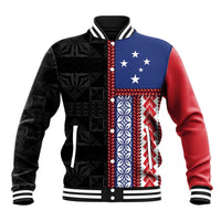 Samoa Flag Baseball Jacket Ula Fala With Samoan Siapo - Polynesian Pride