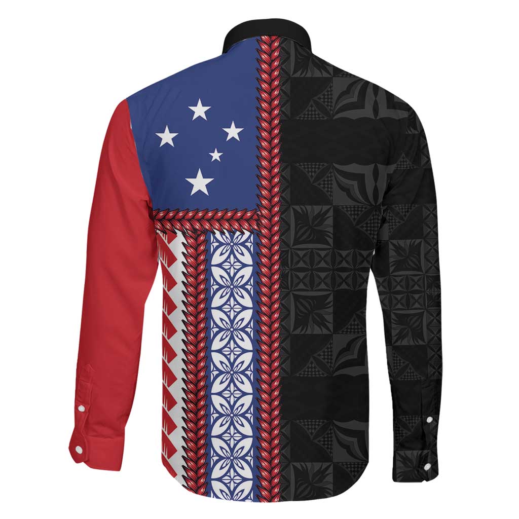 Samoa Flag Family Matching Off Shoulder Short Dress and Hawaiian Shirt Ula Fala With Samoan Siapo - Polynesian Pride