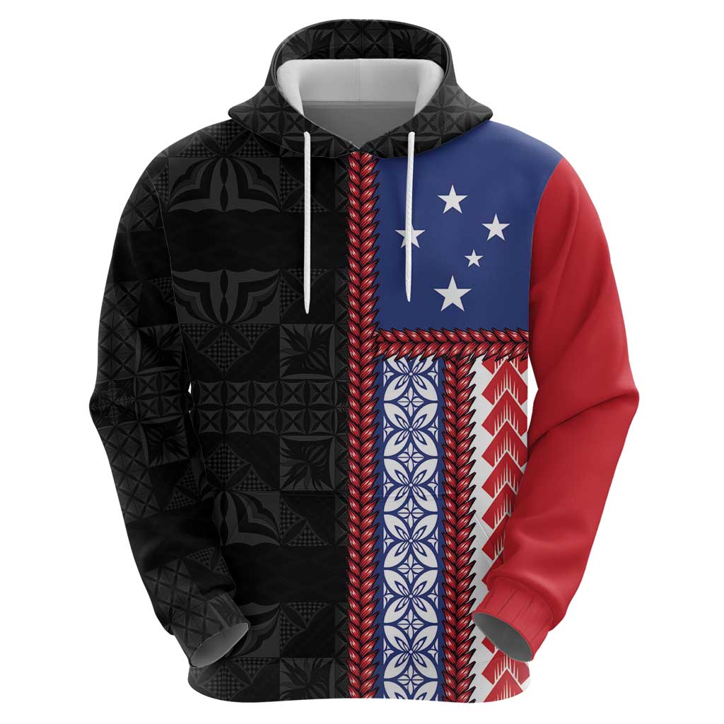 Samoa Flag Hoodie Ula Fala With Samoan Siapo - Polynesian Pride