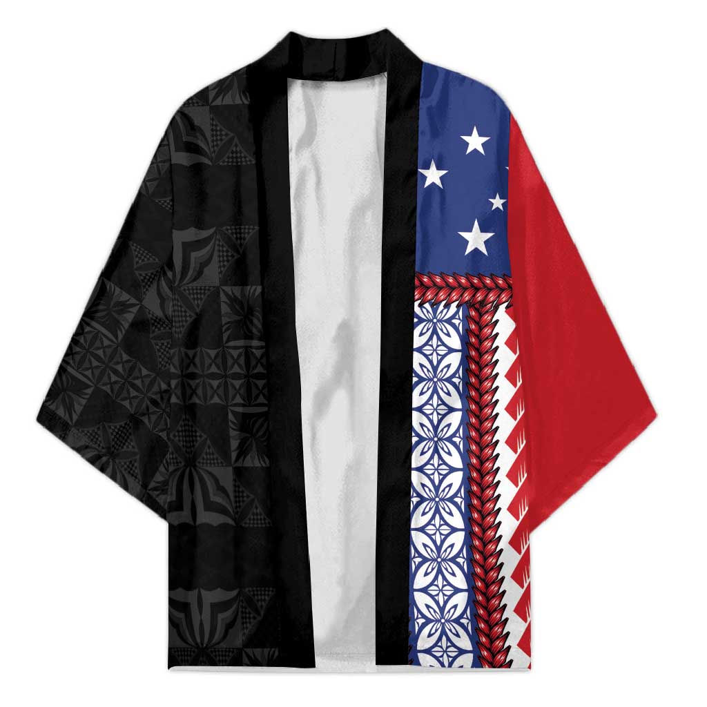 Samoa Flag Kimono Ula Fala With Samoan Siapo - Polynesian Pride
