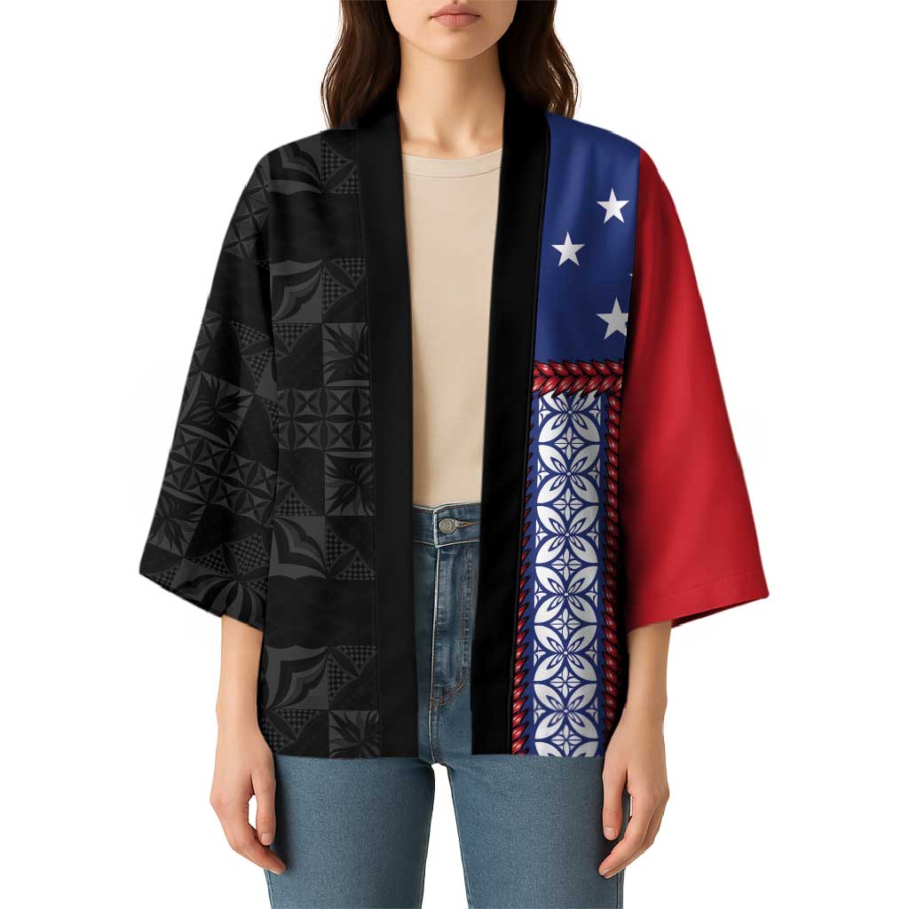 Samoa Flag Kimono Ula Fala With Samoan Siapo - Polynesian Pride