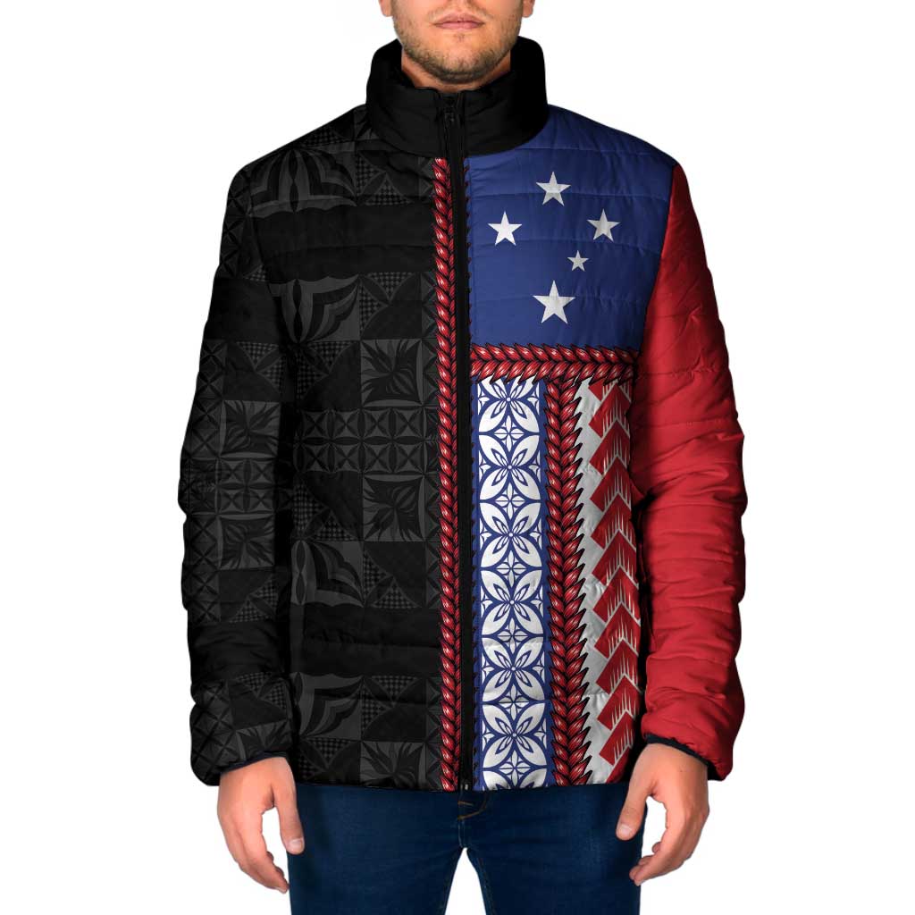 Samoa Flag Padded Jacket Ula Fala With Samoan Siapo - Polynesian Pride