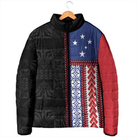 Samoa Flag Padded Jacket Ula Fala With Samoan Siapo - Polynesian Pride