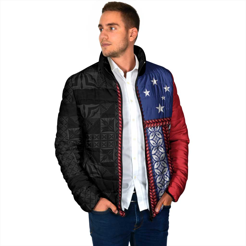 Samoa Flag Padded Jacket Ula Fala With Samoan Siapo - Polynesian Pride