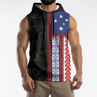 Samoa Flag Sleeveless Hoodie Ula Fala With Samoan Siapo - Polynesian Pride