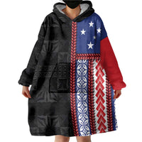 Samoa Flag Wearable Blanket Hoodie Ula Fala With Samoan Siapo - Polynesian Pride
