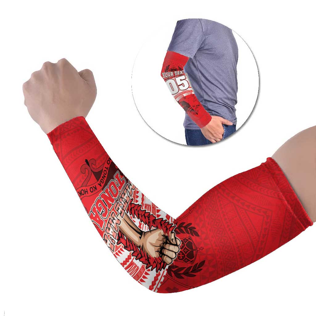 Custom Tonga Rugby Mate Ma'a Arm Sleeves Tongan Pride Unique Style - Polynesian Pride