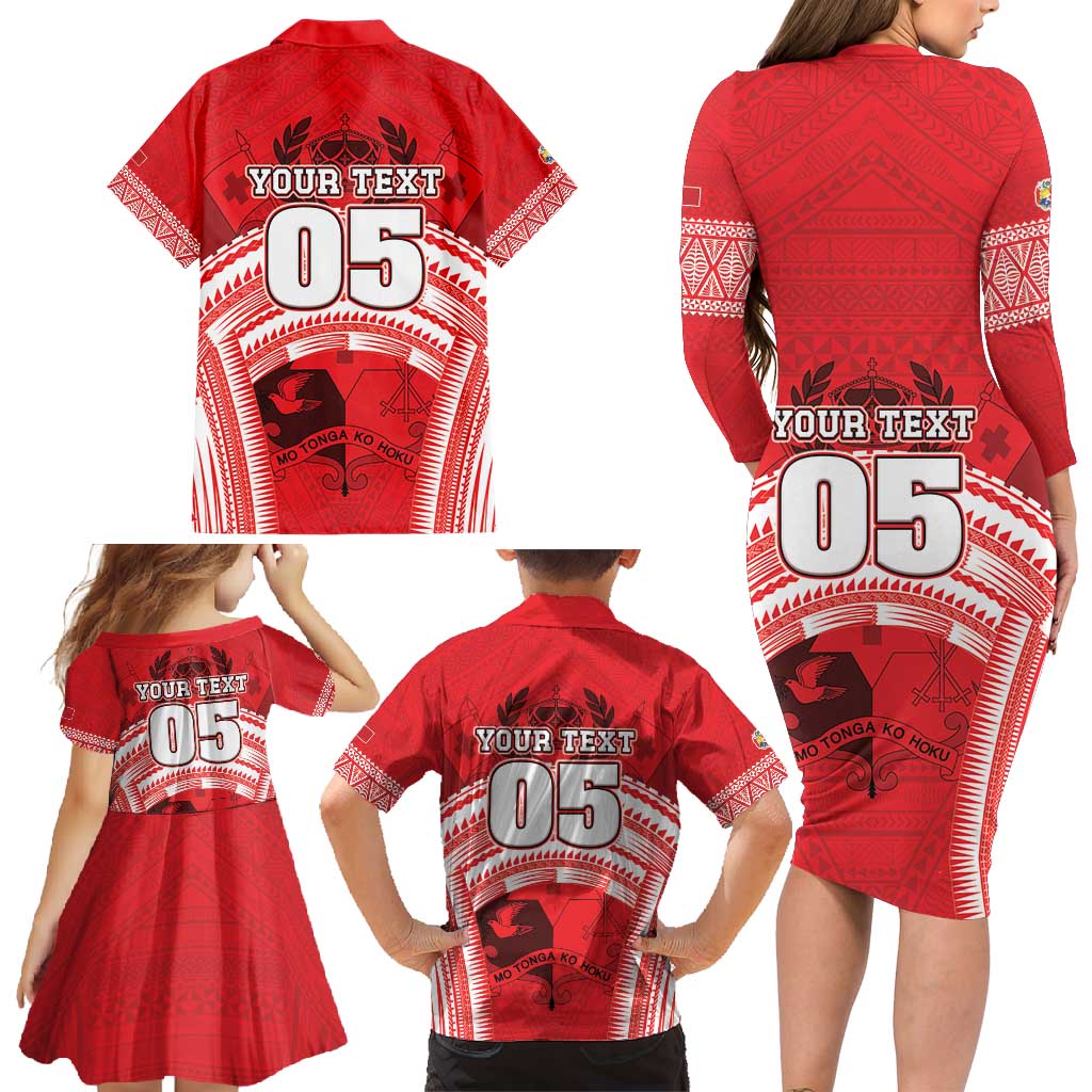 Custom Tonga Rugby Mate Ma'a Family Matching Long Sleeve Bodycon Dress and Hawaiian Shirt Tongan Pride Unique Style LT05 - Polynesian Pride