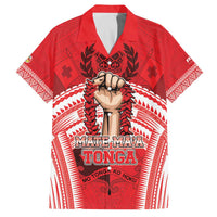 Custom Tonga Rugby Mate Ma'a Family Matching Off The Shoulder Long Sleeve Dress and Hawaiian Shirt Tongan Pride Unique Style LT05 Dad's Shirt - Short Sleeve Red - Polynesian Pride